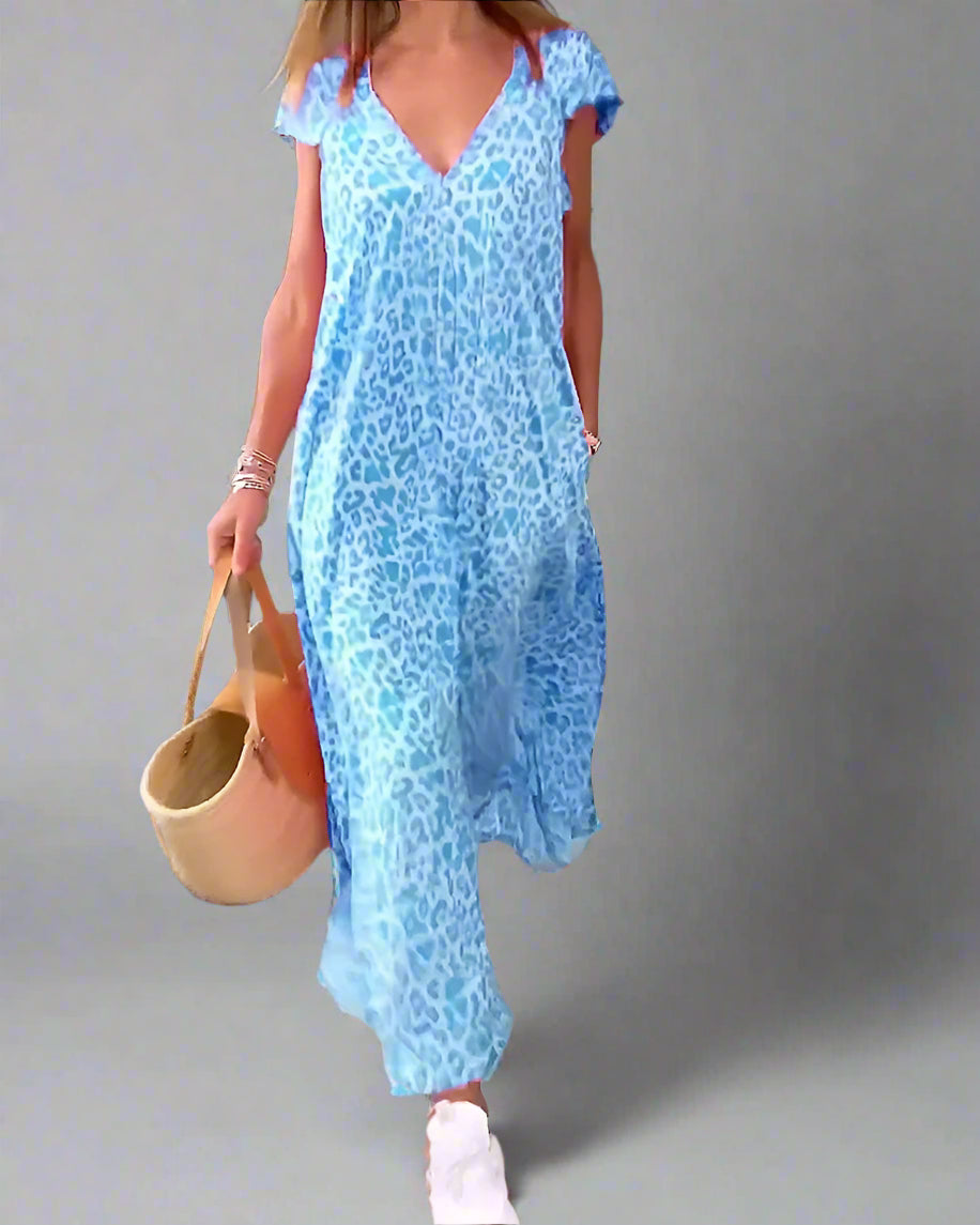 Zelda | Langes Kleid mit V-Ausschnitt