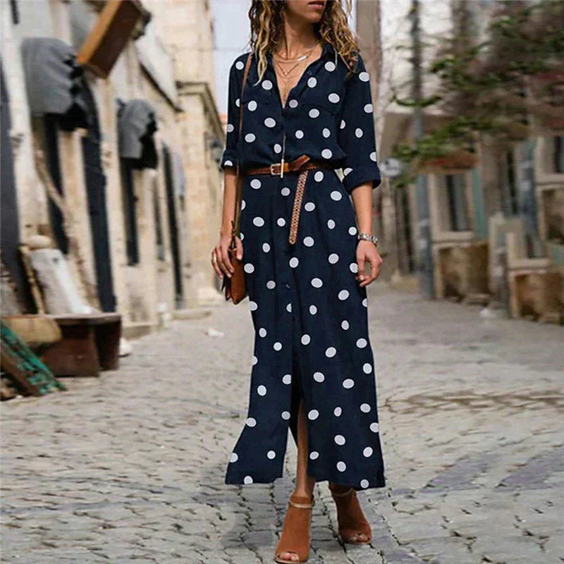 Damen-Midikleid mit Polka Dots