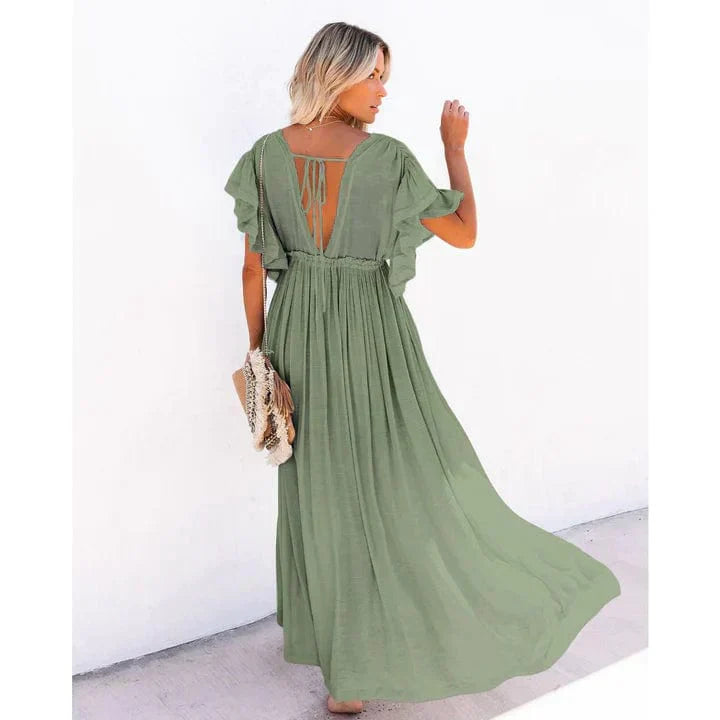 Puck™ - Maxi Grüne Ibiza Strandkleid