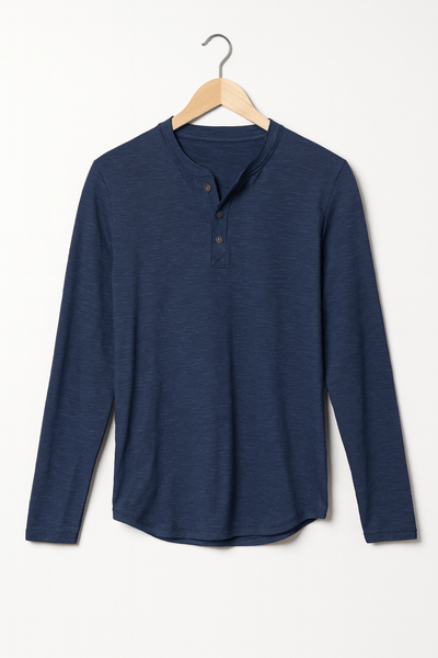 Klassisches Langarm Henley Shirt