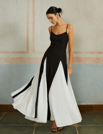 Victoria - Langes Kleid mit zweifarbigem Muster