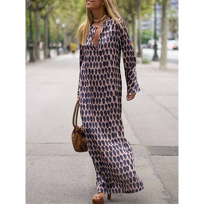 Maxikleid mit printmuster und langen armeln