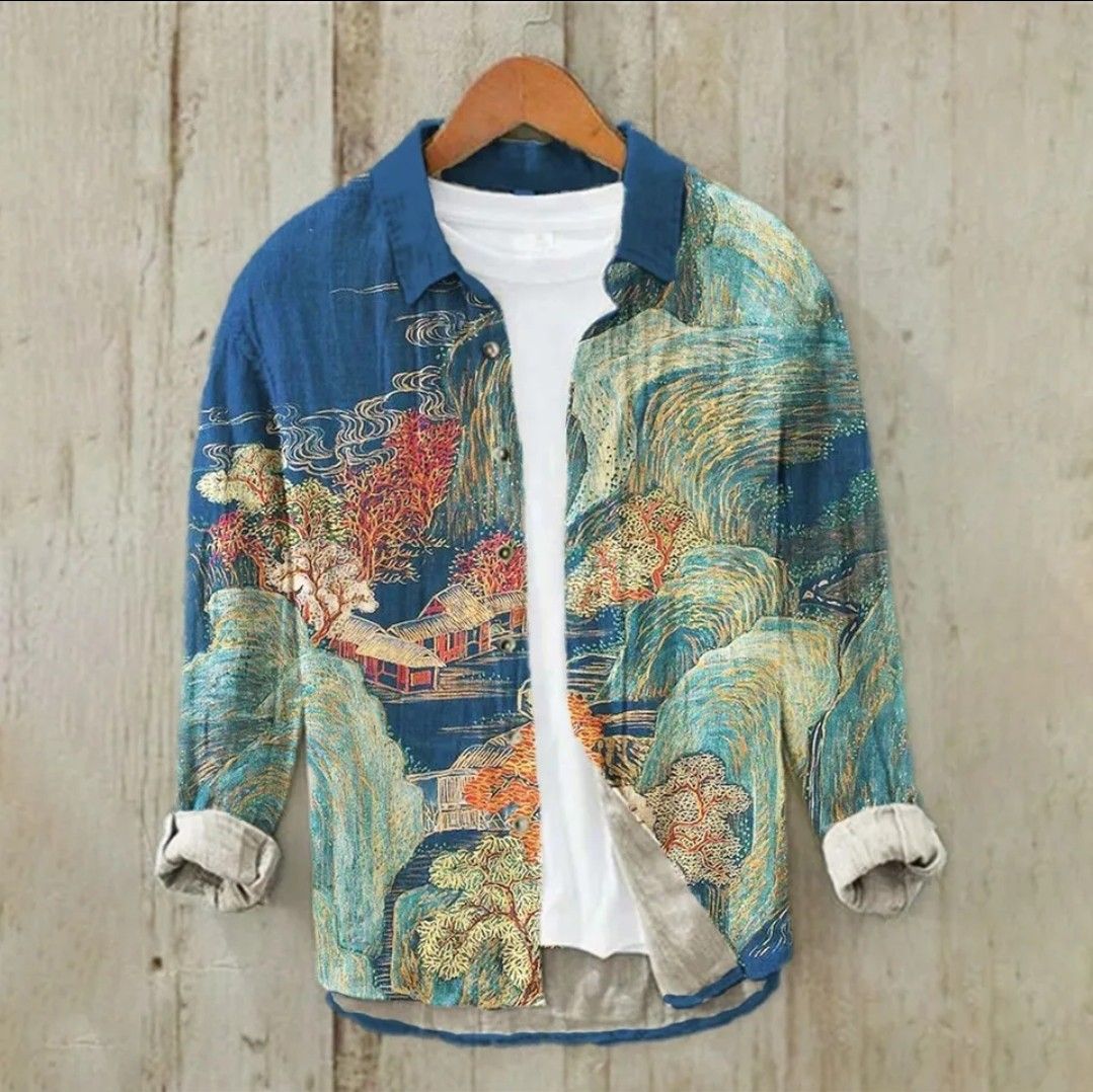 Abraham - Bedrucktes langärmeliges Hemd