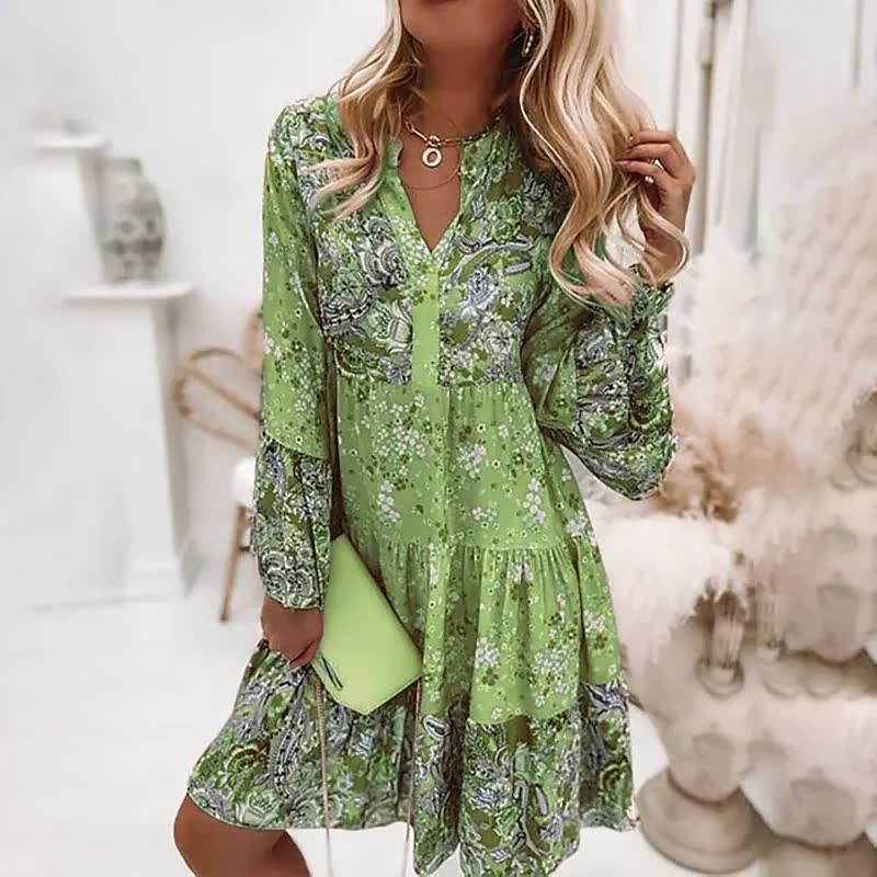 Langärmeliges Boho Kleid für Damen