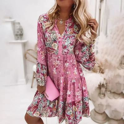Langärmeliges Boho Kleid für Damen