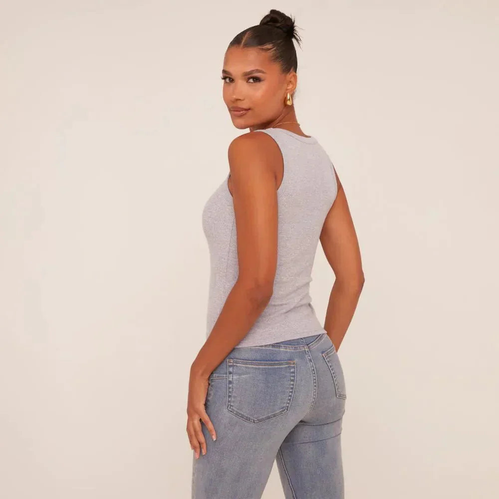 Mara | Geripptes Tanktop mit Stickerei