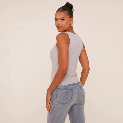 Mara | Geripptes Tanktop mit Stickerei