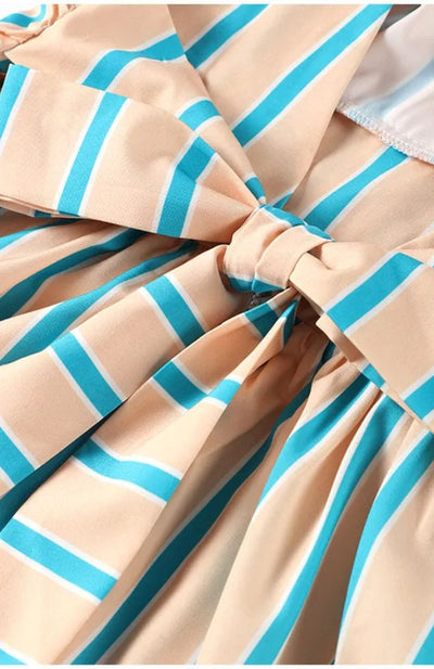 Diana - Elegantes, gestreiftes, rückenfreies Maxikleid