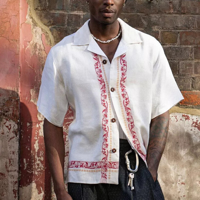 Julian - Ethnisch bedrucktes Kurzarmhemd für Männer