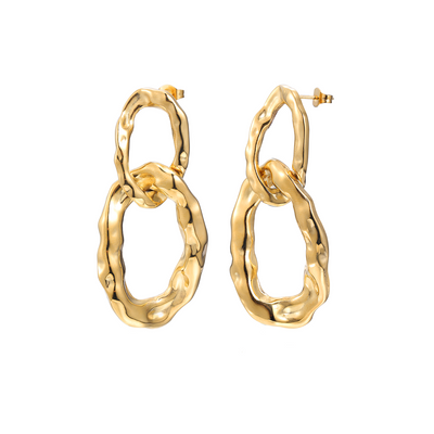 Modische Statement Ohrhänger Gold Edelstahl Damen Ohrringe Hypoallergen