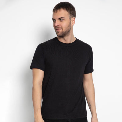 Set aus 10 Herren -T- Shirts, 100 % Baumwolle (Langlebig), Doppelkragen (WEITET SICH NICHT), Regular Fit (Bequem), SCHWARZ (für jeden Stil)