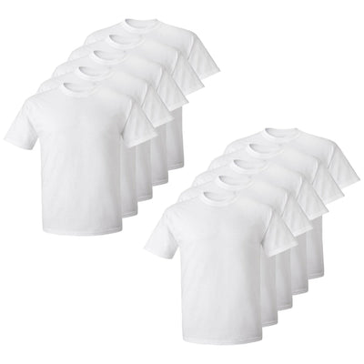 Set aus 10 Herren T- Shirts (Große Größen), 100% Baumwolle (strapazierfähig), Doppelkragen (verbreitert sich nicht), Regulärer Schnitt (komfortabel), WEISS (für jeden Stil)