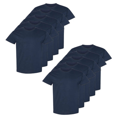 Set aus 10 Herren T- Shirts (Große Größen), 100% Baumwolle (strapazierfähig), Doppelkragen (verbreitert sich nicht), Reguläre Passform (komfortabel), MARINEBLAU (für jeden Stil)