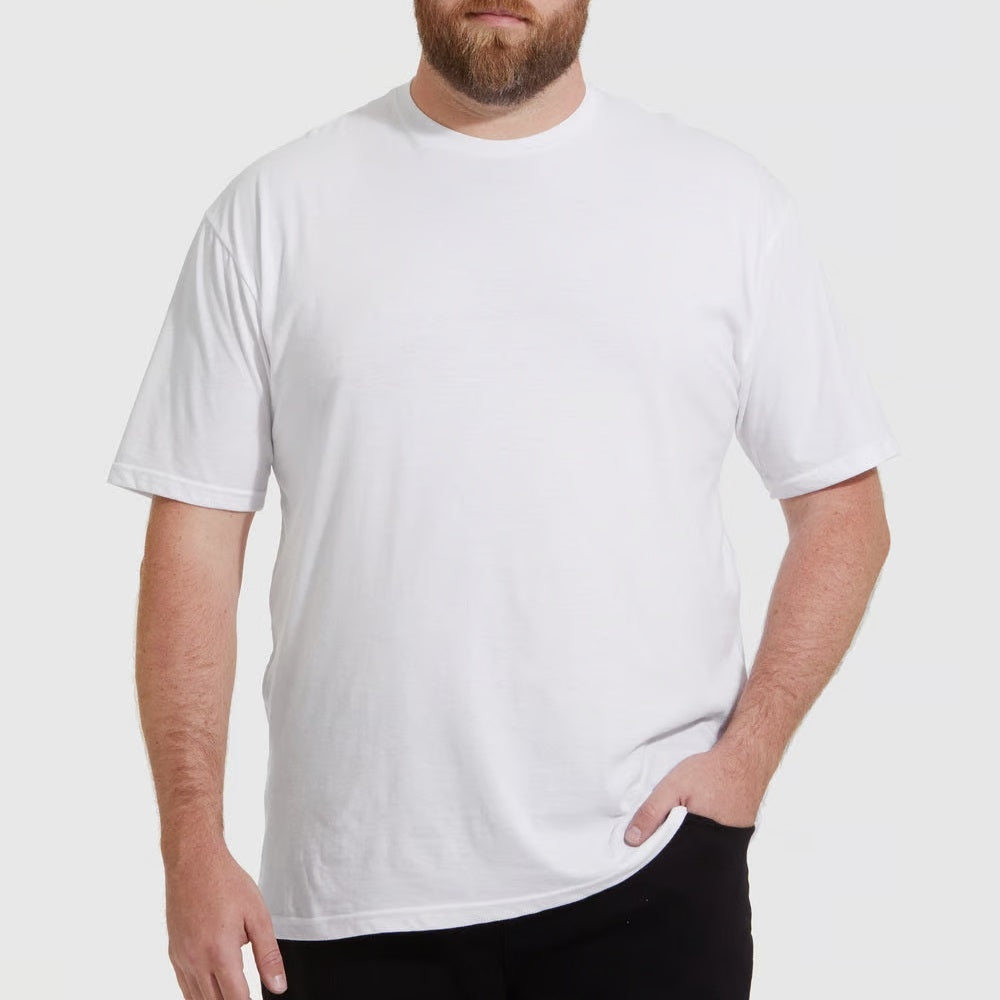 3er Set Herren T- Shirts (Große Größen), 100% Baumwolle (strapazierfähig), Doppelkragen (weitet sich NICHT aus), Regular Cut (bequem), WEISS (für jeden Style)