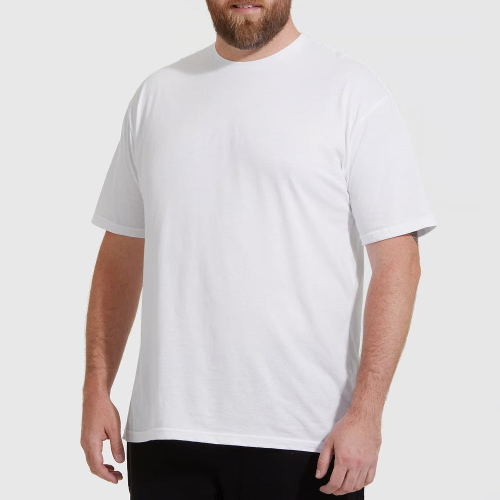 3er Set Herren T- Shirts (Große Größen), 100% Baumwolle (strapazierfähig), Doppelkragen (weitet sich NICHT aus), Regular Cut (bequem), WEISS (für jeden Style)