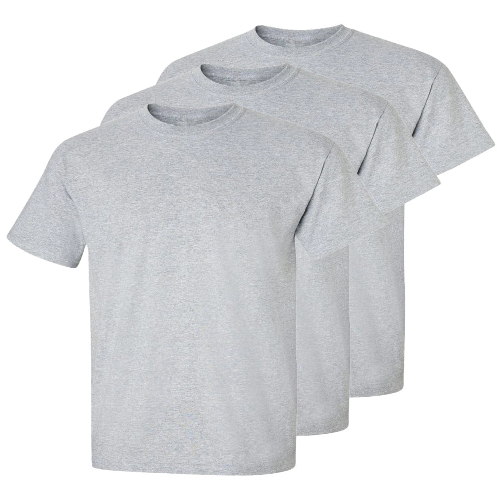 3er Set Herren T- Shirts (Große Größen), 100% Baumwolle (strapazierfähig), Doppelkragen (weitet sich NICHT aus), Regular Cut (bequem), GRAU (für jeden Style)