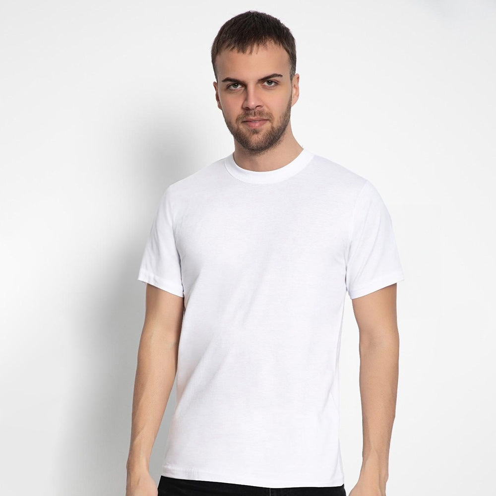 Set aus 10 Herren -T- Shirts, 100 % Baumwolle (Langlebig), Doppelkragen (WEITET SICH NICHT), Regular Fit (Bequem), WEISS (für jeden Stil)