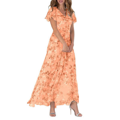 Cherie - Damen Sommer Formelles Blumen Hochzeitsgast Kleid Maxi