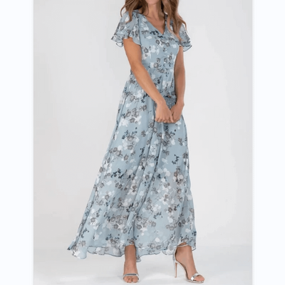 Cherie - Damen Sommer Formelles Blumen Hochzeitsgast Kleid Maxi