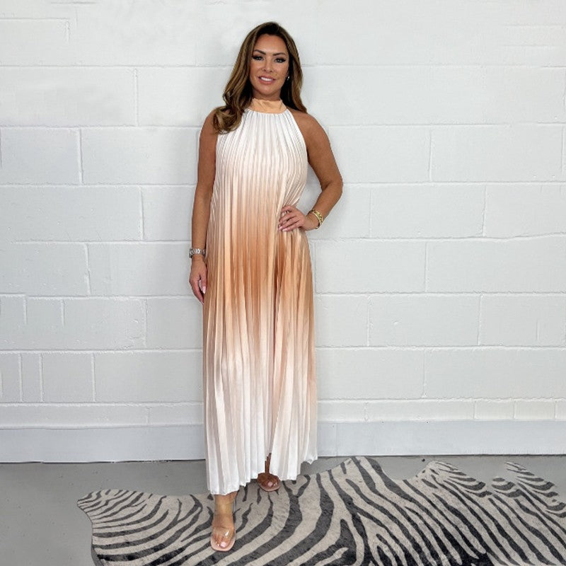 Heidelinde – Ärmelloses Plisseekleid Mit Ombré-Effekt