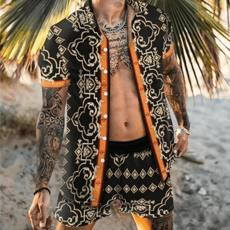 Zweiteiliges Herren Sommer Set mit Patchwork-Print – Malik