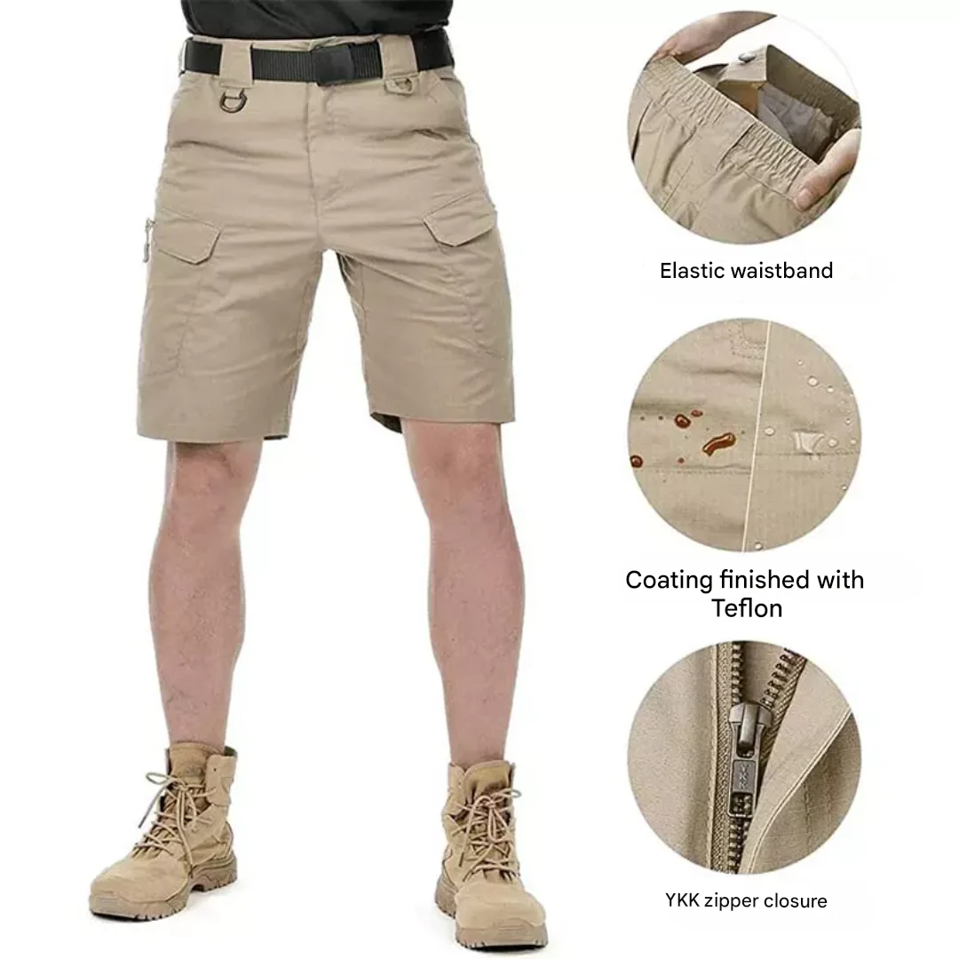 Herren Outdoor Shorts mit 6 Reißverschlusstaschen - FlexTrek Cargo Shorts