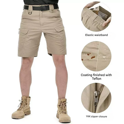 Herren Outdoor Shorts mit 6 Reißverschlusstaschen - FlexTrek Cargo Shorts