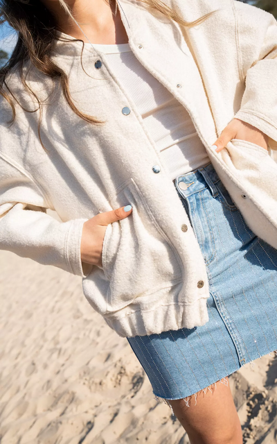 Übergroße Tweed Bomberjacke