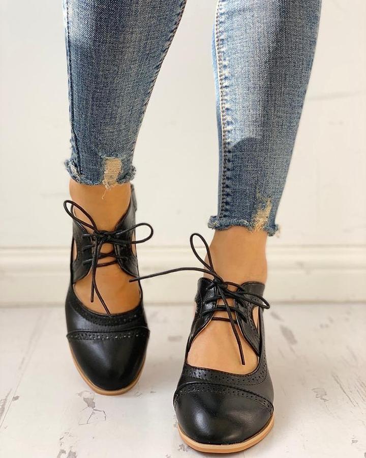 Damen Vintage Schnürschuhe