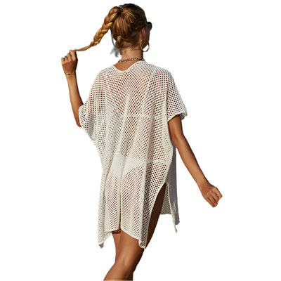Tessa – Offene gehäkelte Strandkleid in Plus Size Brasilianisches Mini-Cover-Up