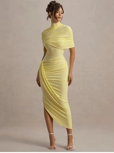 Taylor - Asymmetrisches, Verdrehtes Cape Maxikleid